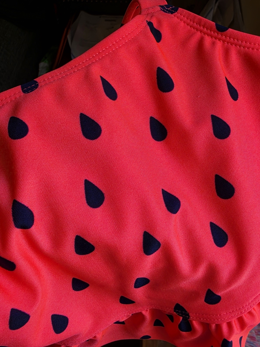 Cat & Jack Neon Pink Swim Top with Dark Blue Accents